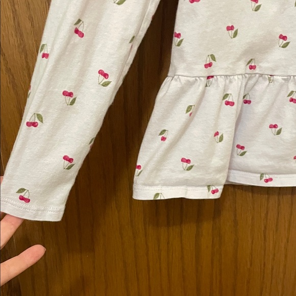 Carter's UGC Girls Sz Large Purple Cherry Print Long Sleeve Tee Red Green Poplin - Picture 8 of 12
